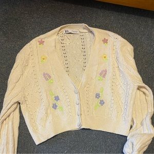 Zara cropped floral cardigan